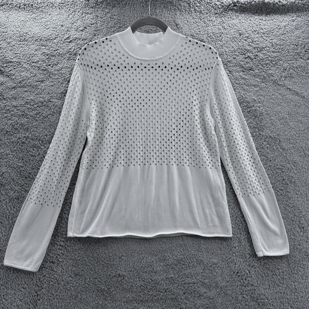 Samsoe and Samsoe Women's Medium Clear Cream Long Sleeve Knit Sweater‎ Sheer